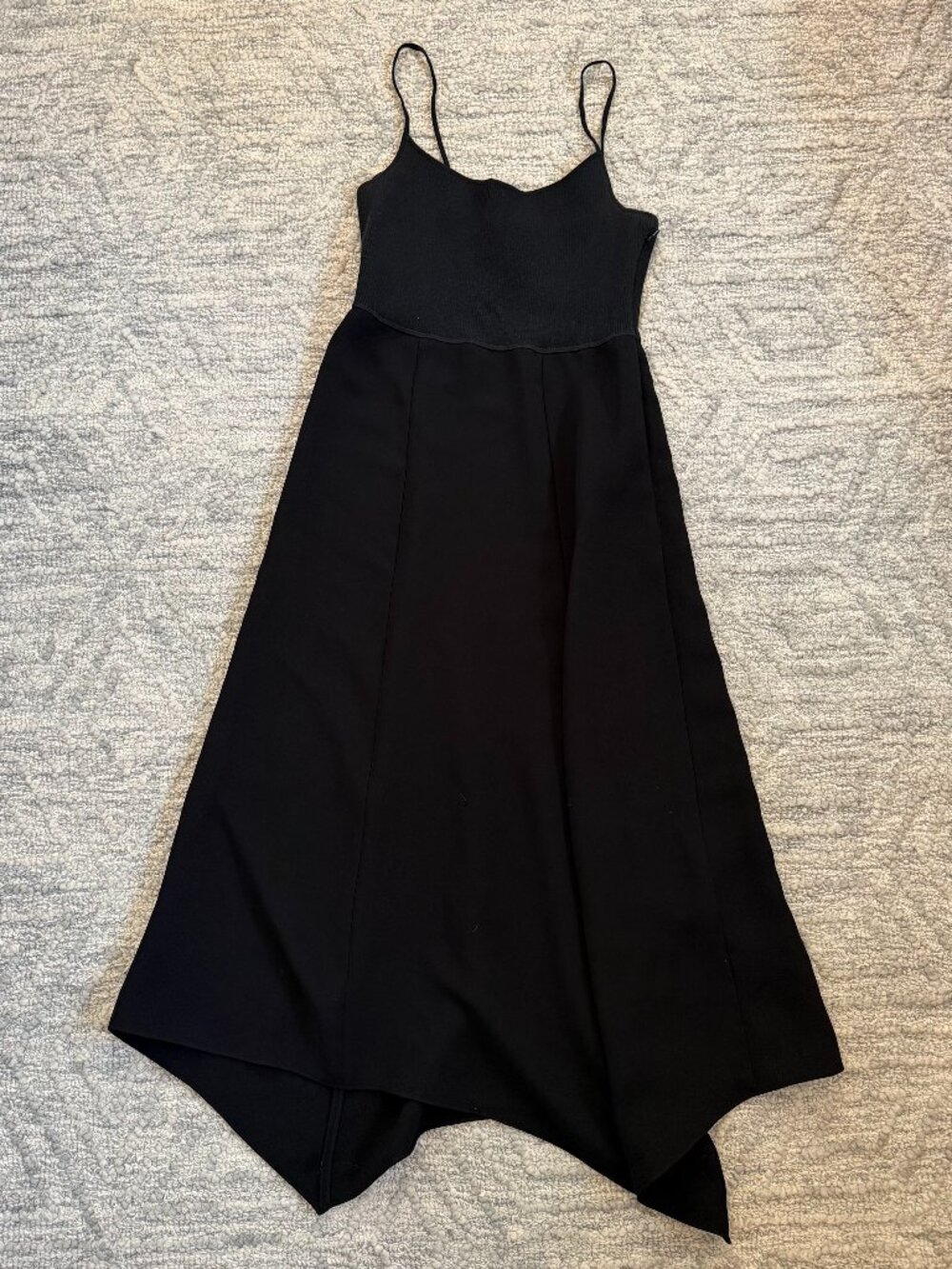 Theory Knit Crepe Combo Asymmetric Midi Dress Black Size S